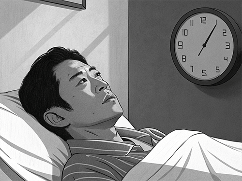 夜中に目が覚めて眠れない男性