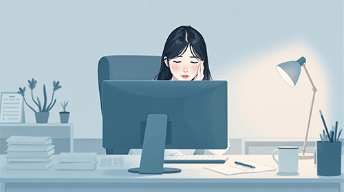 集中できずに疲れた女性